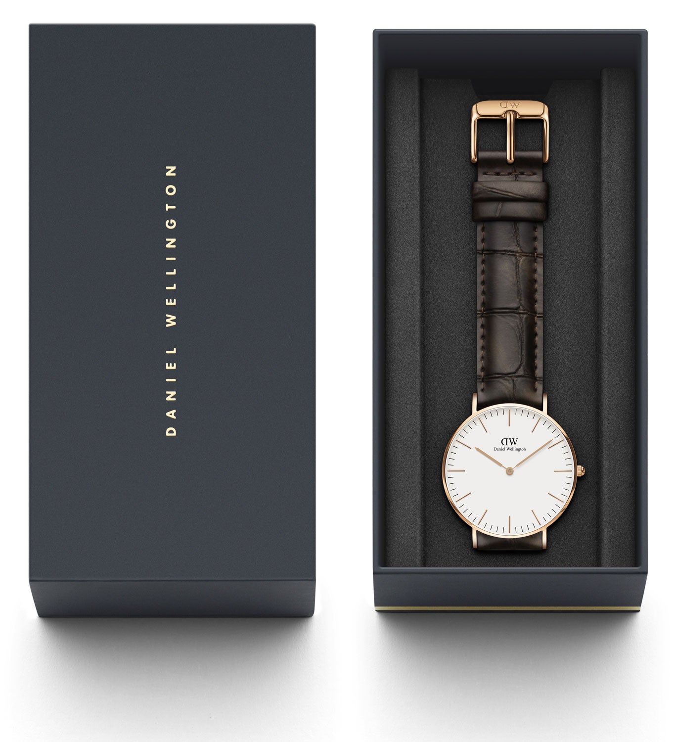 Daniel Wellington Classic York White Dial Brown Leather Strap Watch For Women - DW00100038