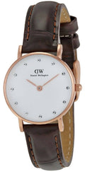 Daniel Wellington Classy York White Dial Brown Leather Strap Watch For Women - DW00100061