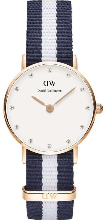 Daniel Wellington Classy Glasgow White Dial Two Tone Nylon Strap Watch For Women - DW00100066