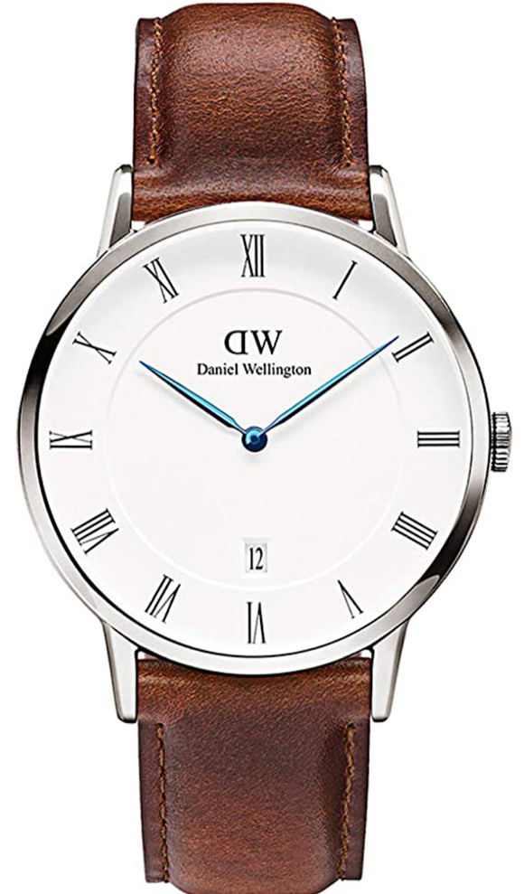 Daniel Wellington Dapper St Mawes White Dial Brown Leather Strap Watch For Men - DW00100087