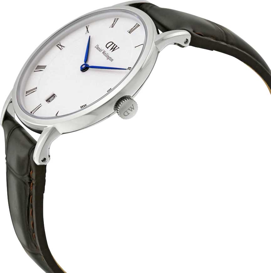 Daniel Wellington Dapper York Quartz White Dial Dark Brown Leather Strap Watch For Women - DW00100097