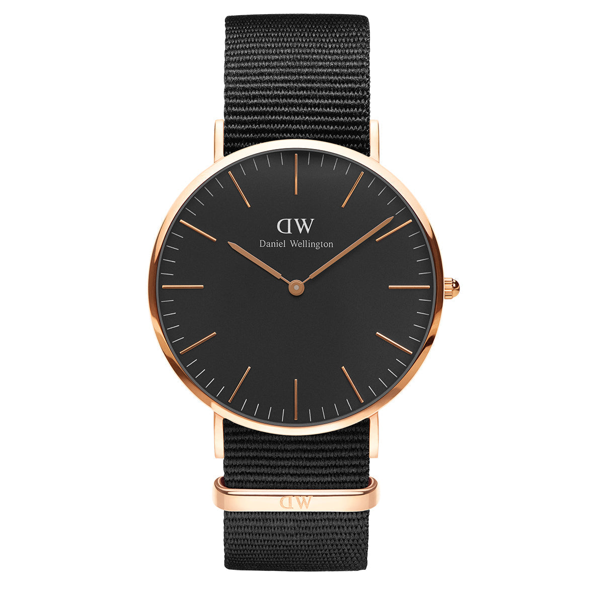 Daniel Wellington Classic Cornwall Black Dial Black Nylon Strap Watch For Women - DW00100148