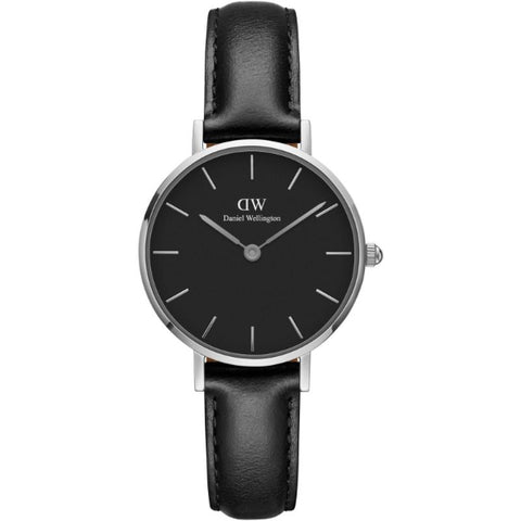 Daniel Wellington Classic Petite Sheffield Black Dial Black Leather Strap Watch For Women - DW00100236