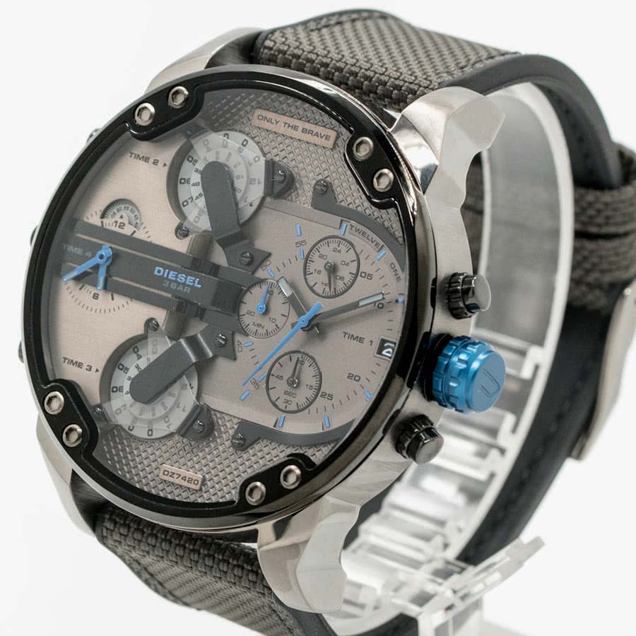 Diesel Mr Daddy 2.0 Chronograph Grey Dial Black Nylon Strap Watch For Men - DZ7420