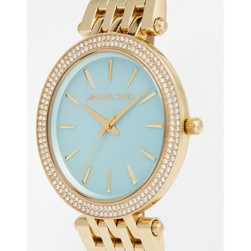 Michael Kors Darci Analog Mother of Pearl Green Dial Gold Steel Strap Watch For Women - MK3498