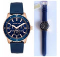 Michael Kors Cunningham Multifunction Blue Dial Blue Rubber Strap Watch For Men - MK7163