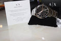 Armani Exchange Hampton Chronograph Skeleton Black Dial Silver Steel Strap Watch For Men - AX2199