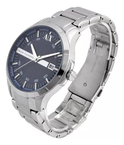 Armani Exchange Hampton Chronograph Blue Dial Silver Steel Strap Watch For Men - AX2132