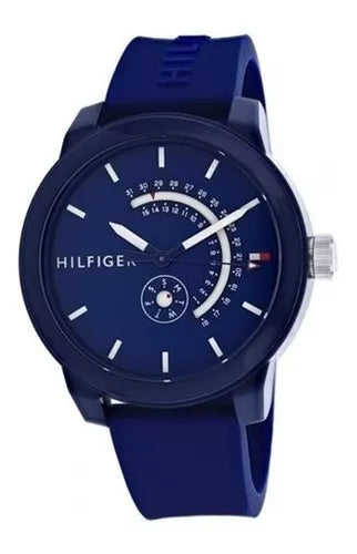 Tommy Hilfiger Denim Quartz Blue Dial Blue Rubber Strap Watch for Men - 1791482