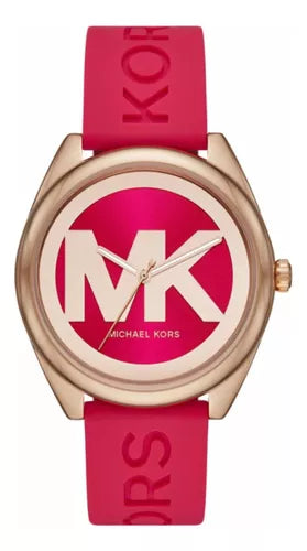 Michael Kors Janelle Three Hand Red Dial Red Rubber Strap Watch For Women - MK7142