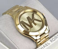 Michael Kors Slim Runway Analog Quartz Gold Dial Gold Steel Strap Watch For Women - MK3739