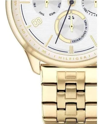 Tommy Hilfiger Harper Chronograph White Dial Gold Steel Strap Watch For Women - 1782223