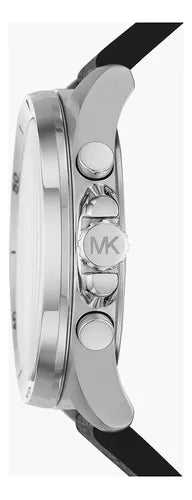 Michael Kors Brecken Chronograph Silver Dial Grey Rubber Strap Watch For Men - MK8922