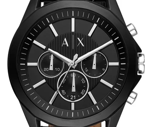 Armani Exchange Drexler Chronograph Black Dial Black Steel Strap Watch For Men - AX2639