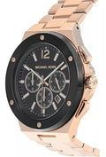 Michael Kors Lennox Chronograph Black Dial Rose Gold Steel Strap Watch For Men - MK8940