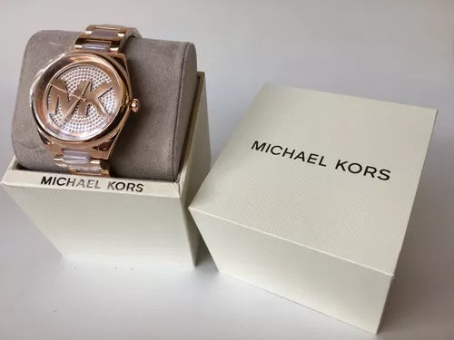 Michael Kors Janelle Three Hand Rose Gold Dial Two Tone Steel Strap Watch For Women - MK7089