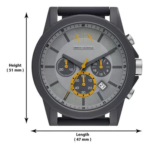 Armani Exchange Outerbanks Chronograph Grey Dial Grey Silicone Strap Watch For Men - AX7123