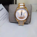 Michael Kors Janelle Three Hand Rose Gold Dial Two Tone Steel Strap Watch For Women - MK7134