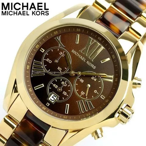 Michael Kors Bradshaw Quartz Brown Dial Two Tone Steel Strap Watch For Women - MK5696