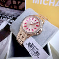 Michael Kors Mini Pilot Quartz Gold Dial Gold Steel Strap Watch For Women - MK7367