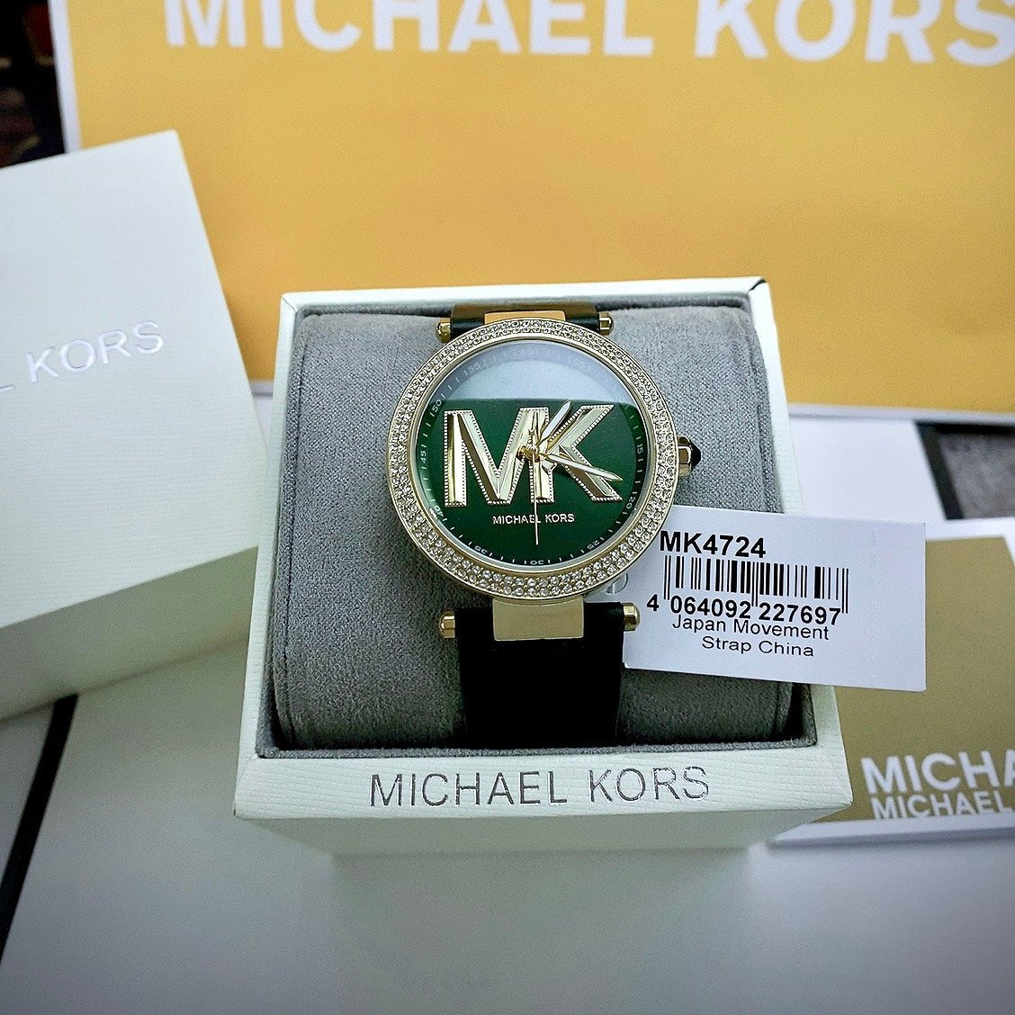 Michael Kors Parker Green Dial Green Leather Strap Watch For Women - MK4724