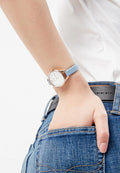 Emporio Armani Aurora Quartz Mother of Pearl White Dial Blue Leather Strap Watch For Women - AR11109