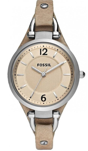 Fossil Georgia Bone Grey Dial Beige Leather Strap Watch for Women - ES2830