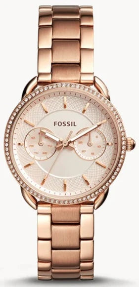 Fossil Tailor Rose Gold Dial Rose Gold Steel Strap Watch for Women - ES4264