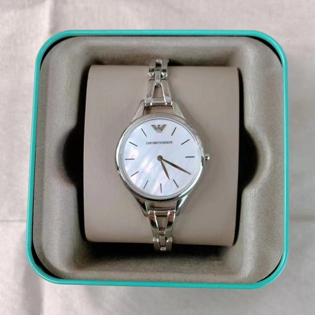 Emporio Armani Aurora Mother Of Pearl White Dial Silver Steel Strap Watch For Women - AR11054