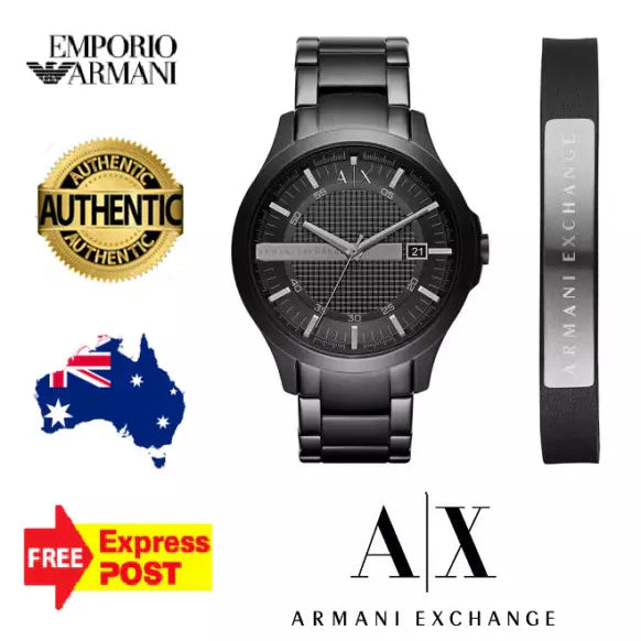 Armani Exchange Hampton Black Dial Black Steel Strap Watch For Men - AX7101