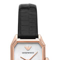 Emporio Armani Gioia Quartz Mother of Pearl Dial Black Leather Strap Watch For Women - AR11390