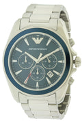 Emporio Armani Sportivo Chronograph Blue Dial Silver Steel Strap Watch For Men - AR6091