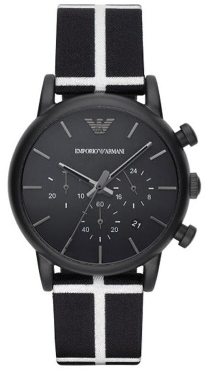 Emporio Armani Classic Black Dial Black Leather Strap Watch For Men - AR1860