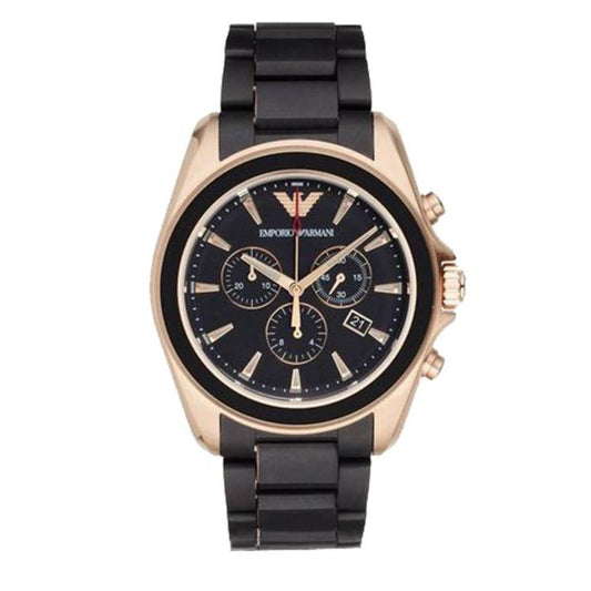 Emporio Armani Sigma Chronograph Black Dial Black SIlicon Strap Watch For Men - AR6066