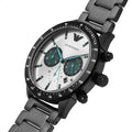 Emporio Armani Mario Chronograph White Dial Black Steel Strap Watch For Men - AR11471