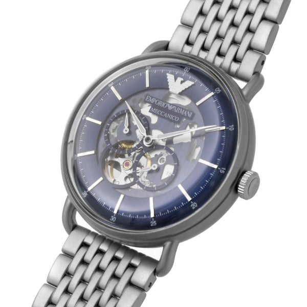 Emporio Armani Aviator Multifunction Blue Dial Silver Mesh Bracelet Watch For Men - AR60024