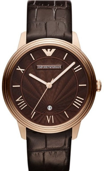 Emporio Armani Classic Quartz Brown Dial Brown Leather Strap Watch For Men - AR1613