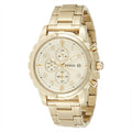 Fossil Dean Chronograph Beige Dial Gold Steel Strap Watch for Men - FS4867