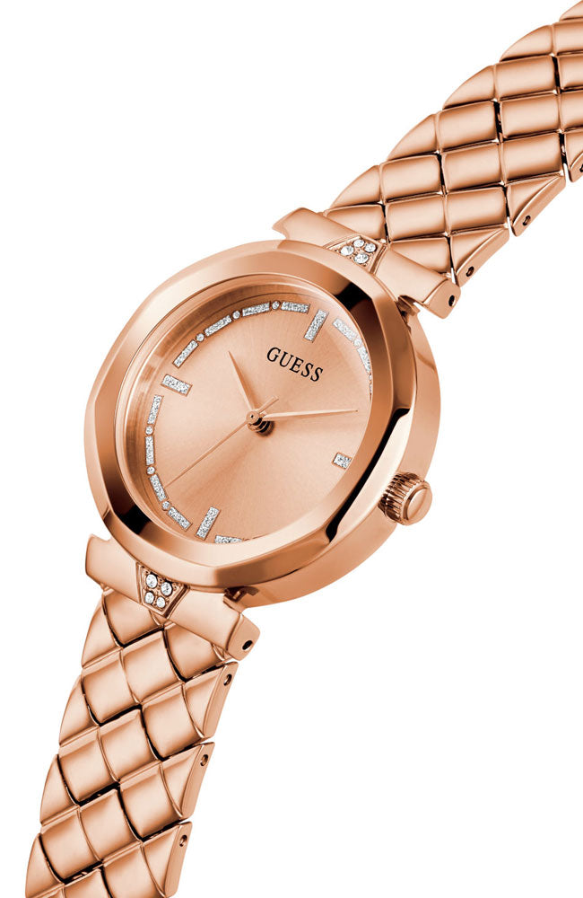 Guess Rumour Quartz Rose Gold Dial Rose Gold Steel Strap Watch For Women - GW0613L3