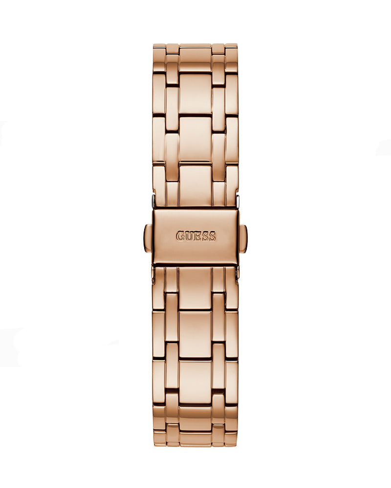 Guess Cosmo Diamonds Silver Dial Rose Gold Steel Strap Watch For Women - GW0033L3