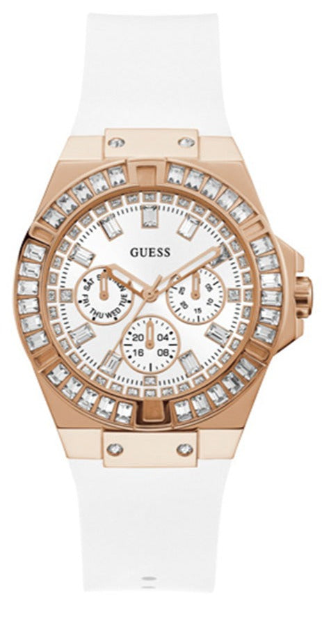 Guess Venus Diamonds White Dial White Rubber Strap Watch for Women - GW0118L4