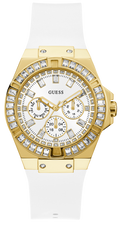 Guess Venus Diamonds White Dial White Rubber Strap Watch for Women - GW0118L5