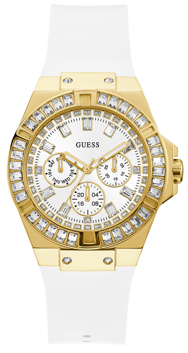 Guess Venus Diamonds White Dial White Rubber Strap Watch for Women - GW0118L5