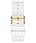 Guess Phoenix Multifunction Gold Dial White Leather Strap Watch for Men - GW0202G6