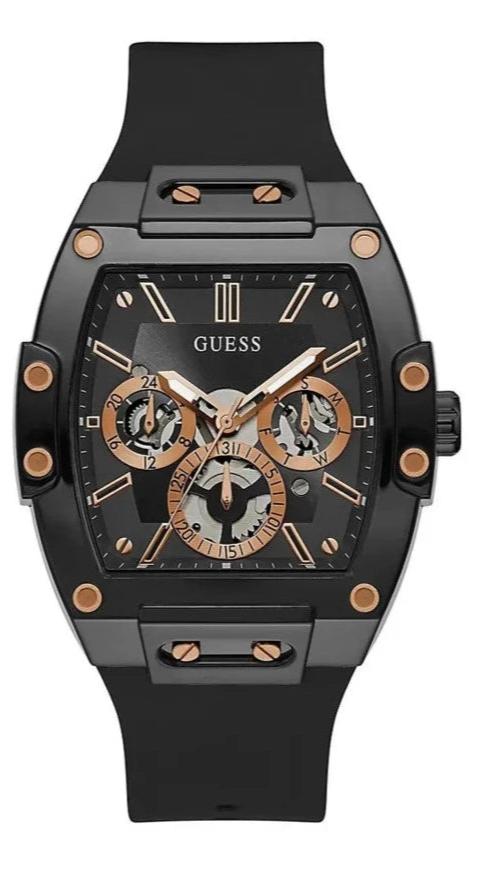 Guess Phoenix Multifunction Black Dial Black Silicone Strap Watch For Men - GW0203G8