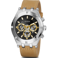 Guess Continental Multifunction Black Dial Brown Leather Strap Watch for Men - GW0262G1