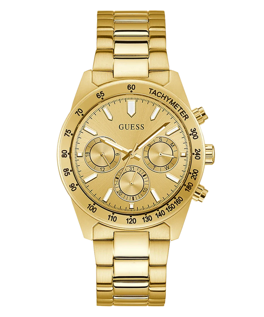 Guess Analog Chronograph Gold Dial Gold Steel Strap Watch for Men - GW0329G3