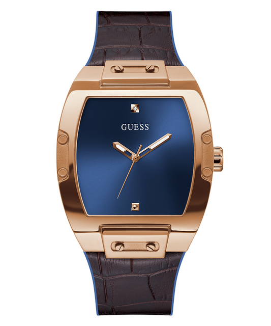 Guess Phoenix Blue Dial Brown Leather Strap Watch for Men - GW0386G2