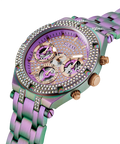 Guess Heiress Multifunction Diamonds Purple Dial Purple Steel Strap Watch for Women - GW0440L3