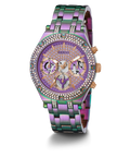 Guess Heiress Multifunction Diamonds Purple Dial Purple Steel Strap Watch for Women - GW0440L3